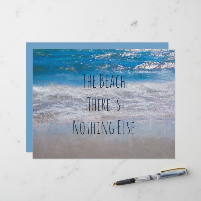 Papier La Plage Bleu Blanc Vagues Océaniques Tropicales C (Devant/Arrière en situation)