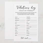 Papier la Saint-Valentin Termine ma phrase Jeu modifiable (Devant / Derrière)