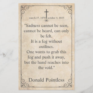 Papier La tristesse ne peut pas être vue - Funeral Vintag