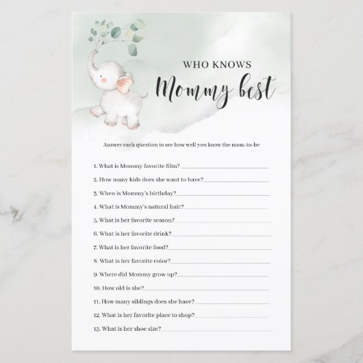 Papier La verdure des éléphants qui connaît maman meilleu (Devant)