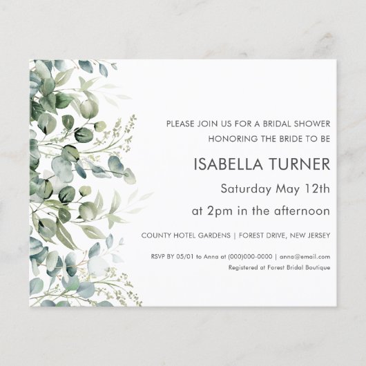Papier La verdure | Invitation de douche nuptiale (Devant)