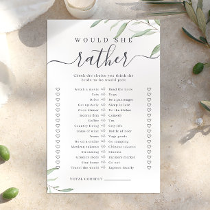 Papier La verdure plutôt que jeu de baby shower pour mari
