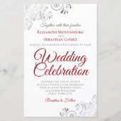 Papier Lacy Red & White BUDGET Mariage Inviter Grand (Devant)