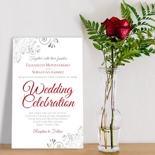 Papier Lacy Red & White BUDGET Mariage Inviter Grand
