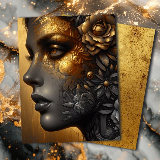 Papier Lady in Gold Ethereal Art Scrapbook