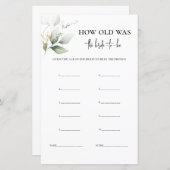 Papier L'âge de la mariée jeu de verdure (Devant / Derrière)