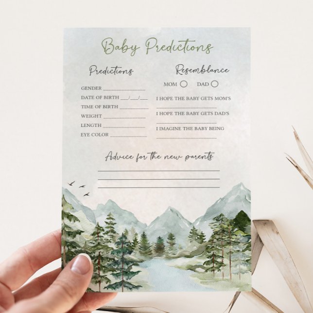 Papier Laisser l'aventure commencer Baby Predictions jeu (Let the Adventure Begin Baby Shower Game)