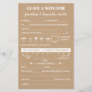 Papier Laisser une note pour le mariage rustique bilingue