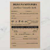 Papier Laisser une note pour le mariage rustique bilingue (Dos)