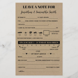 Papier Laisser une note pour le mariage rustique bilingue