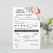 Papier Laissez une note pour jeune mariée bilingue mariag (Debout devant)