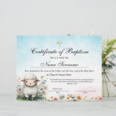 Papier Lamb Certificate of Baptism, Baby Dedication (Debout devant)