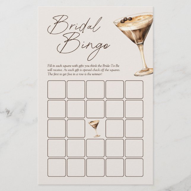 Papier L'amour brasse Espresso Martini jeu de bingo nupti (Devant)