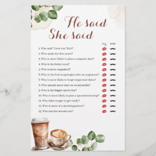 Papier L'amour du café brasse Il dit qu'elle dit jeu