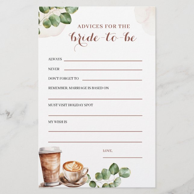 Papier L'amour du café se prépare Conseils à la future ma (Devant)