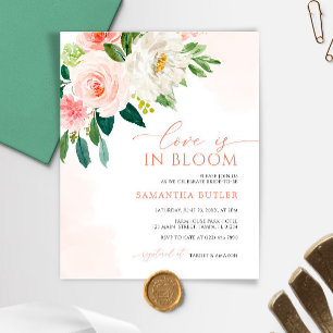 Papier L'amour est dans Bloom Blush Bridal Shower Invitat