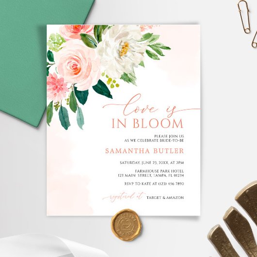 Papier L'amour est dans Bloom Blush Bridal Shower Invitat