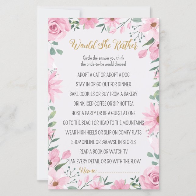 Papier L'amour est dans la douche en fleurs Elle préfère  (Devant)