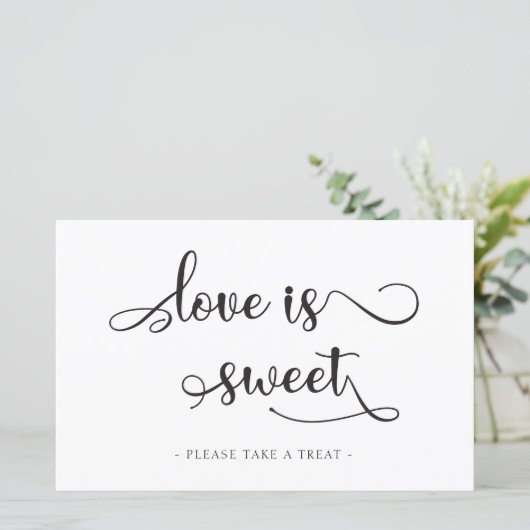 Papier L'amour est doux Panneau de table de mariage noir (Debout devant)