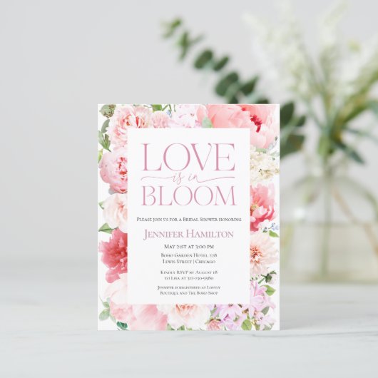 Papier L'amour est en fleur | Invitation à la douche nupt (Debout devant)