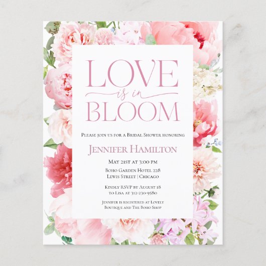 Papier L'amour est en fleur | Invitation à la douche nupt (Devant)