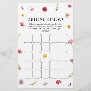 Papier L'amour fleur sauvage est un jeu de bingo nuptiale