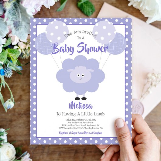 Papier Lampe violette Budget Baby shower mignon Invitatio
