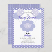 Papier Lampe violette Budget Baby shower mignon Invitatio (Devant / Derrière)