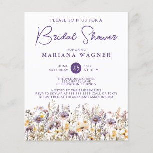 Papier Lancement de mariage Budget Lavande Beige Fleurs s