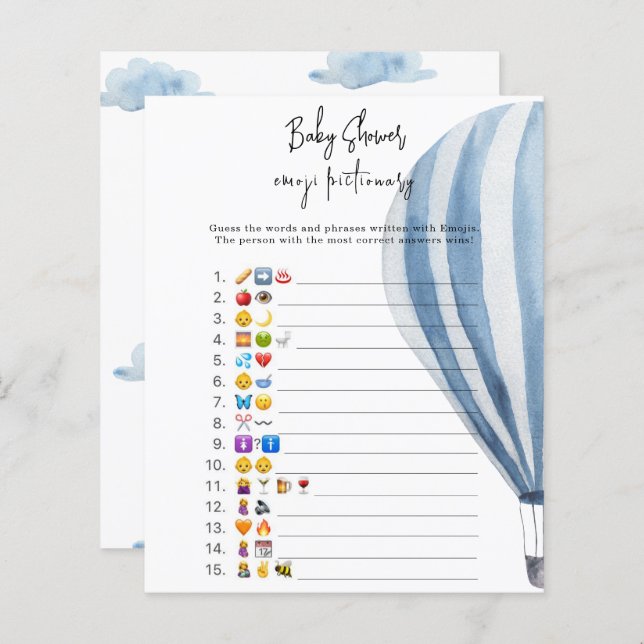 Papier Lancer de ballon à air chaud - Jeu d'images Emoji  (Devant / Derrière)