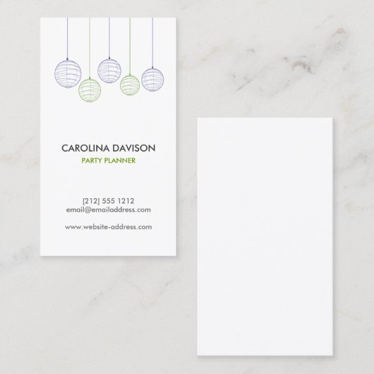 PAPIER LANTERS CARTE DE VISITE (Devant / Derrière)