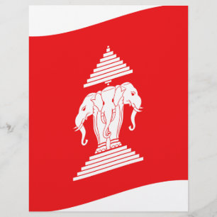 Papier Lao Erawan Trois Chefs D'Éléphant Drapeau Vague