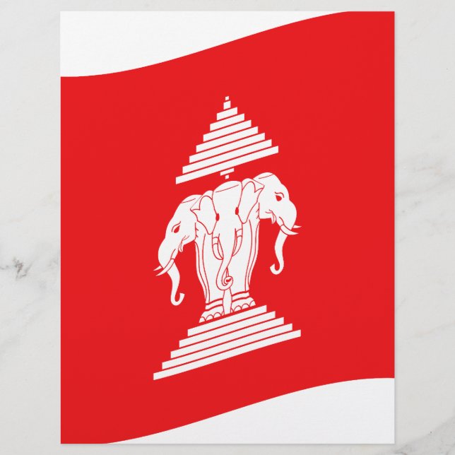 Papier Lao Erawan Trois Chefs D'Éléphant Drapeau Vague (Devant)
