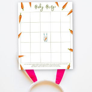 Papier Lapin avec carottes - Baby shower jeu de bingo