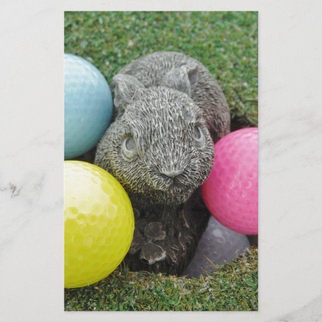 Papier Lapin avec oeuf jaune rose (Devant)