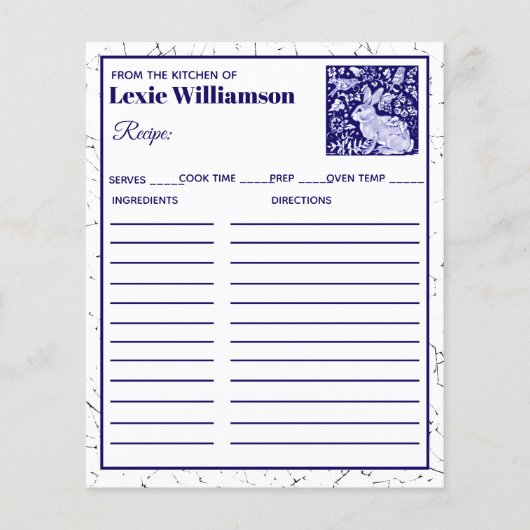 Papier Lapin Bleu De La Cuisine De Dedham Delft Personnal (Devant)