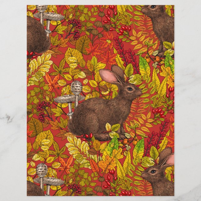 Papier Lapin d'automne en rouge (Devant)