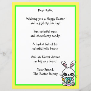 Papier Lapin de Pâques et poème Jeu aux lettres de l'enfa