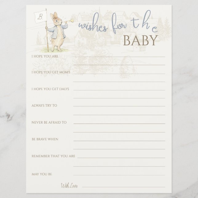Papier Lapin Quelques Vœux De Bébé (Devant)