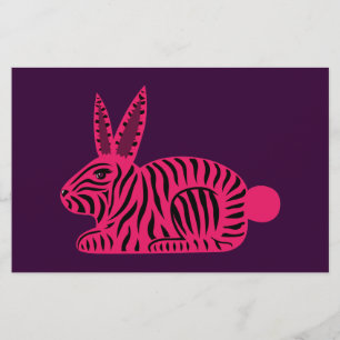 Papier Lapin rose Zebra