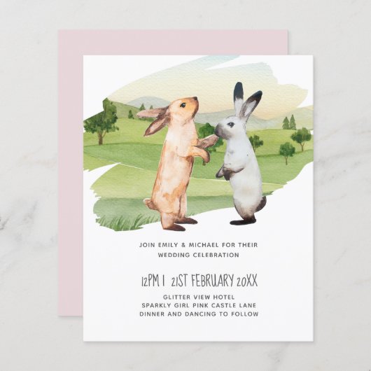 Papier Lapins Mariage Couple Country Garden (Devant / Derrière)