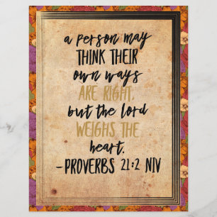 Papier L'art du verset biblique chrétien Proverbes 21:2