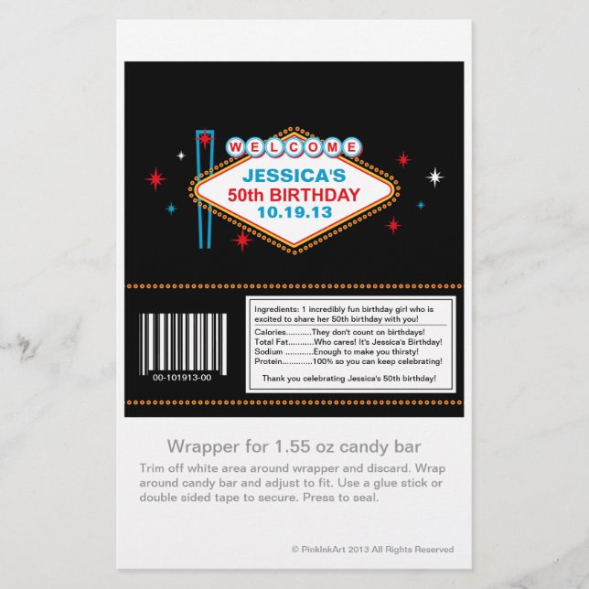 Papier Las Vegas 50e anniversaire Candy Wrapper (Devant)