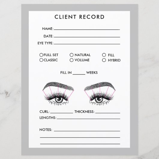 Papier Lash Client Record Ajouter un logo (Devant)