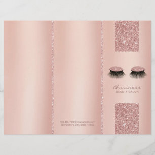 Papier Lashes Beauté Salon Rose Gold Tri-Fold Bruchures