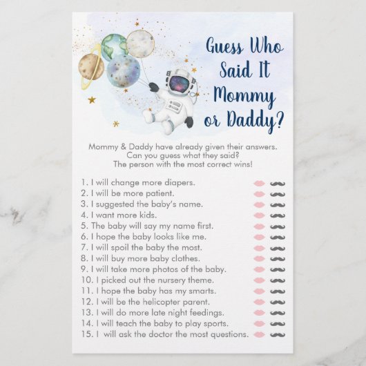 Papier L'Astronaute Blue Gold Space Devine Qui A Dit Qu'I (Devant)