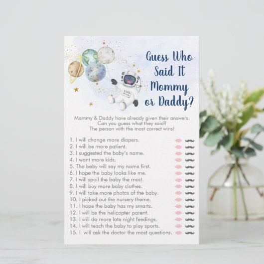 Papier L'Astronaute Blue Gold Space Devine Qui A Dit Qu'I (Debout devant)