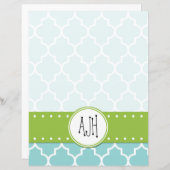 Papier Latticwork bleu, Quatrefoil, Trellis, Monogramme (Devant / Derrière)