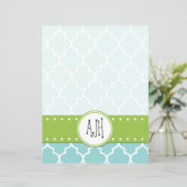 Papier Latticwork bleu, Quatrefoil, Trellis, Monogramme (Debout devant)