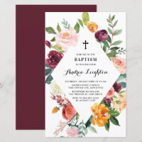 L'automne fleurit Cadre Floral Baptême Invitation
